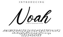 Noah Font Stylish Brush Painted An Uppercase Vector Letters, Alphabet, Typeface