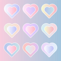 Wall Mural - Gradient hearts collection