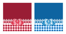 Checkered Blue And Red Background With Bow And Lace