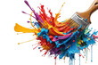© Maksim Kostenko - Paint brush with colorful paint splash, isolated background. Transparent PNG