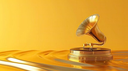 golden records and phonograph, flowing voiceprint.generative ai