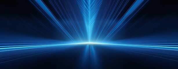 Poster - dark background with blue lines and spotlights