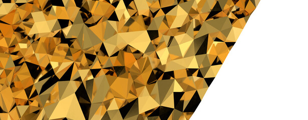 Poster - Abstract 3D render illustration,Surface gold crystal geometric triangle and Polygonal shapes template