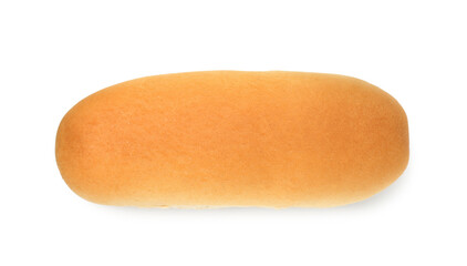 Wall Mural - One fresh hot dog bun isolated on white, top view