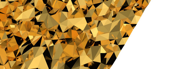 Poster - Abstract 3D render illustration,Surface gold crystal geometric triangle and Polygonal shapes template