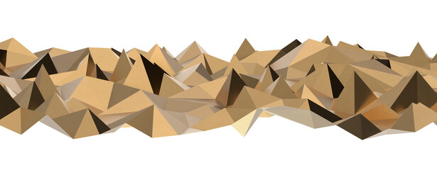 Poster - Abstract 3D render illustration,Surface gold crystal geometric triangle and Polygonal shapes template