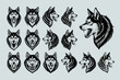 Collection of Siberian husky dog head illustration design