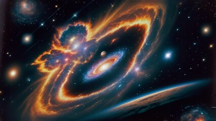 Wall Mural - star-filled sky with a bright galactic ring. the concept of cosmic space and galaxies.