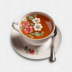 Wall Mural - A cup of tea with floral design on top