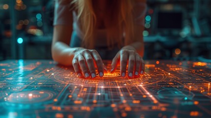 Leinwandbilder - The engineers and scientists are gathered around a conference table in the technology research center and are discussing, finding solutions, and analyzing industrial engine design as they talk. This