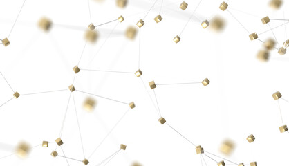 Poster - Abstract 3d rendering of network concept. Modern background. Futuristic shape with spheres and lines. Design for poster, cover,