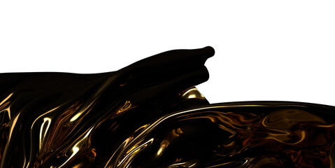 Poster - Glamorous Draping: Abstract 3D Gold Cloth Illustration for Alluring Designs