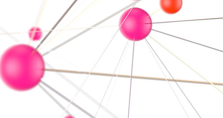 Fototapete - Abstract 3d rendering of network concept. Modern background. Futuristic shape with spheres and lines. Design for poster, cover,