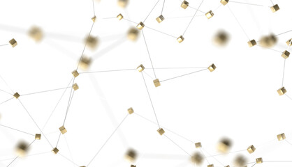 Poster - Abstract 3d rendering of network concept. Modern background. Futuristic shape with spheres and lines. Design for poster, cover,