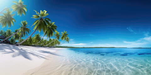 Wall Mural - View of palm trees and sea at bavaro beach, punta cana, dominican republic, west indies, caribbean, central america
