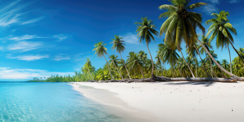 Wall Mural - View of palm trees and sea at bavaro beach, punta cana, dominican republic, west indies, caribbean, central america