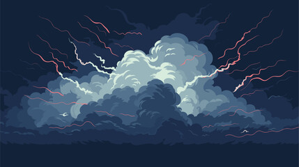 Wall Mural - Abstract stormy cloud with lightning bolts  representing an emotional storm. simple Vector art