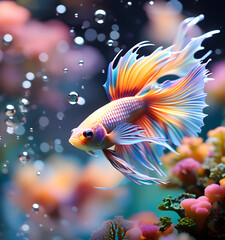 Wall Mural - colorful fish under water illustration	
