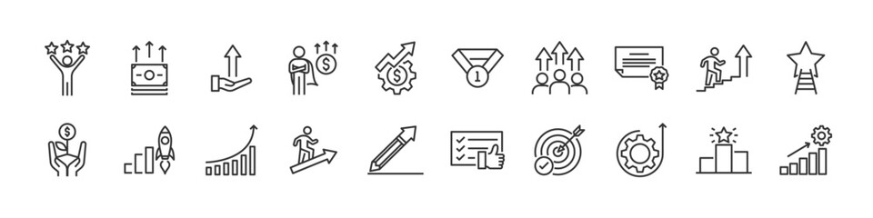 set of growth and success icons, performance, profit