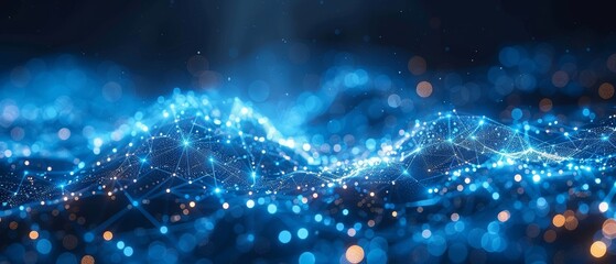 Aufkleber - On a bright blue background, there are abstract connected dots.