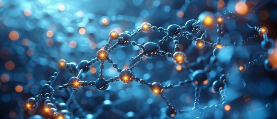 Aufkleber - The concept of technology is represented by abstract connected dots on a bright blue background.