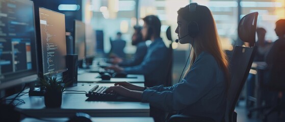 Poster - Working In Modern Office. Computers Are Used By Young Programmers In It Office. Team At Work. High Quality Image.