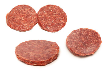 Wall Mural - Raw minced beef isolated on white background.