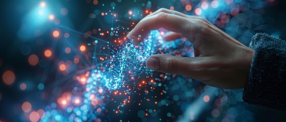 Poster - The concept of digital healthcare and network connections on a virtual interface, in medical technology and innovation. A medical doctor touching a global medical network, computing electronic medical