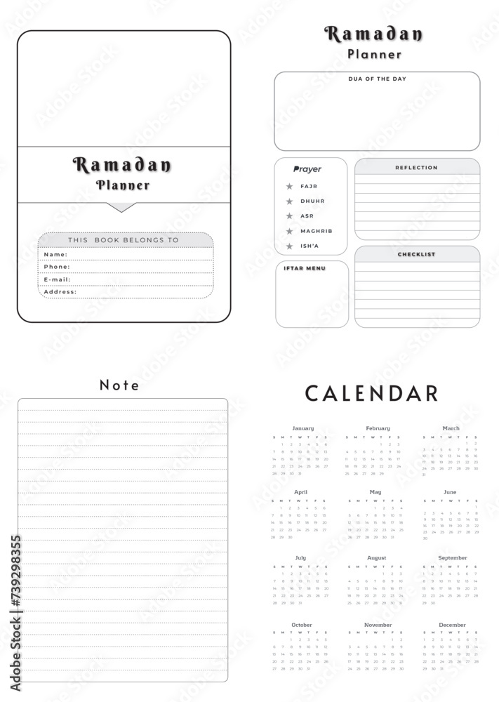Editable Ramadan Planner Kdp Interior printable template Design. Stock ...