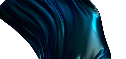 Poster - Abstract blue wave. Blue scarf. Bright blue ribbon on white background.