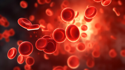 Sticker - 3D rendering of red blood cells in vein with depth of field