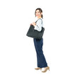 © metamorworks - Full body photo of a smiling white woman. Full body photo PNG with transparent background precisely cut out with clipping path.