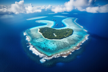 Wall Mural - Tropical atoll island in ocean