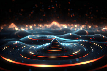 Poster - Abstract geometric composition,  cosmic sky,  generated by AI. 3D illustration