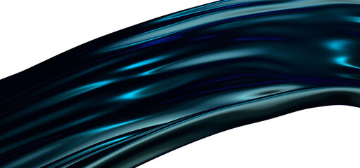 Poster - Blue waves background, liquid metallic wavy 3D illustration