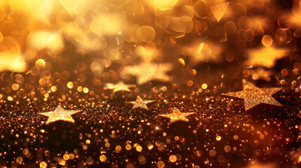 Wall Mural - glittering stars on golden background