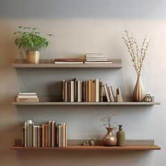 Wall Mural - shelf with books and a plant on it