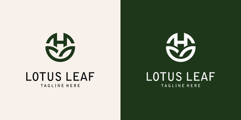 Simple lotus leaf logo design with combination letter from A to Z| premium vector