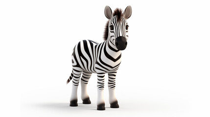 Poster - 3d cartoon zebra isolated on white background