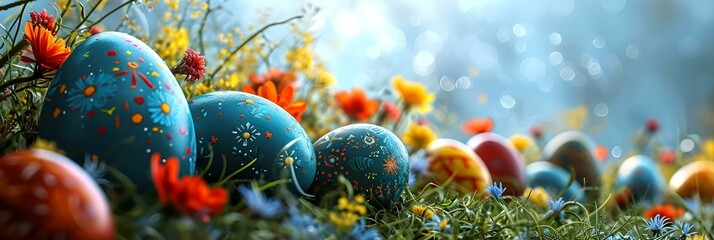 a background with colored easter eggs
