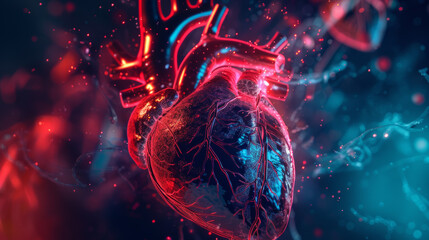 Wall Mural - human heart visualization, cyber-environment