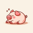 vector style cute pig sleeping isolated
