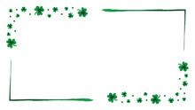 St Patrick's Day Irish Frame Card Template Three Green Shamrock Leaves Clover Vector Isolated On Transparent Background