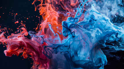 Wall Mural - dual color fluid collision
