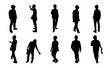 © Surachat Khongkhut - Construction engineer silhouette, Vector set supervisor working on white background, Architect man and woman labor standing, Icon silhouette worker man meeting set, Design for logo, internet