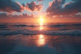 Fototapeta Most - Landscape sunset and waves on beach
