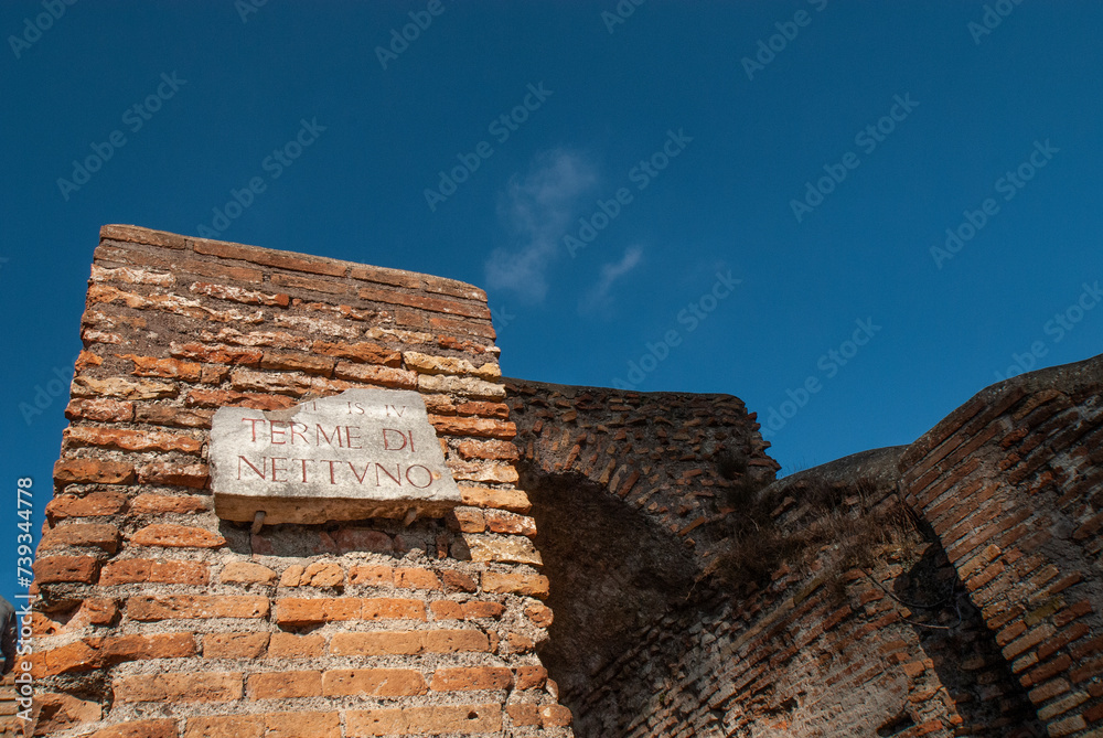 Strait Ancient Rome Ancient Roman Street Columns Ostia Antica Ruins Rome Italy Excavation ...