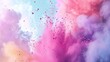 Explosive clouds of colored powder captured in vivid detail against a pristine white backdrop, creating a visually stunning and immersive experience