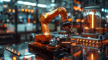 Aufkleber - Highly sophisticated industrial robot engaged in performing precision tasks as part of an automated manufacturing process.