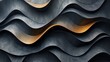 Close-up of a gold black textured 3D wall design, concept texture, minimalistic, cool tones, abstract background, wallpaper